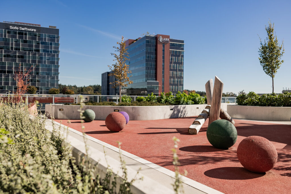 Outdoor children’s play area at Comma King George.